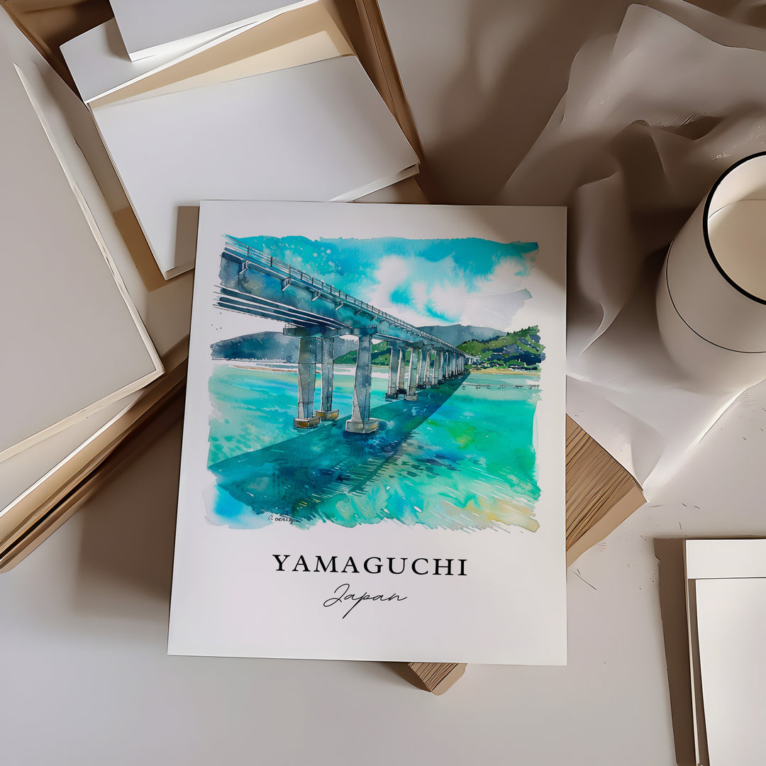 Yamaguchi Wall Art, Yamaguchi Japan Print, Yamaguchi Watercolor, Yamaguchi Gift,