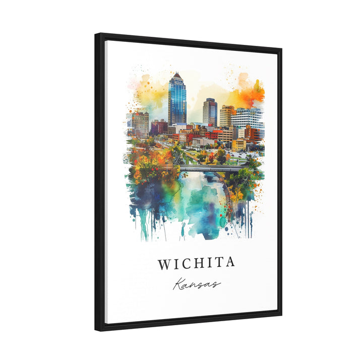 Wichita watercolor travel art - Kansas, Wichita print, Wedding gift, Birthday present, Custom Text, Perfect Gift