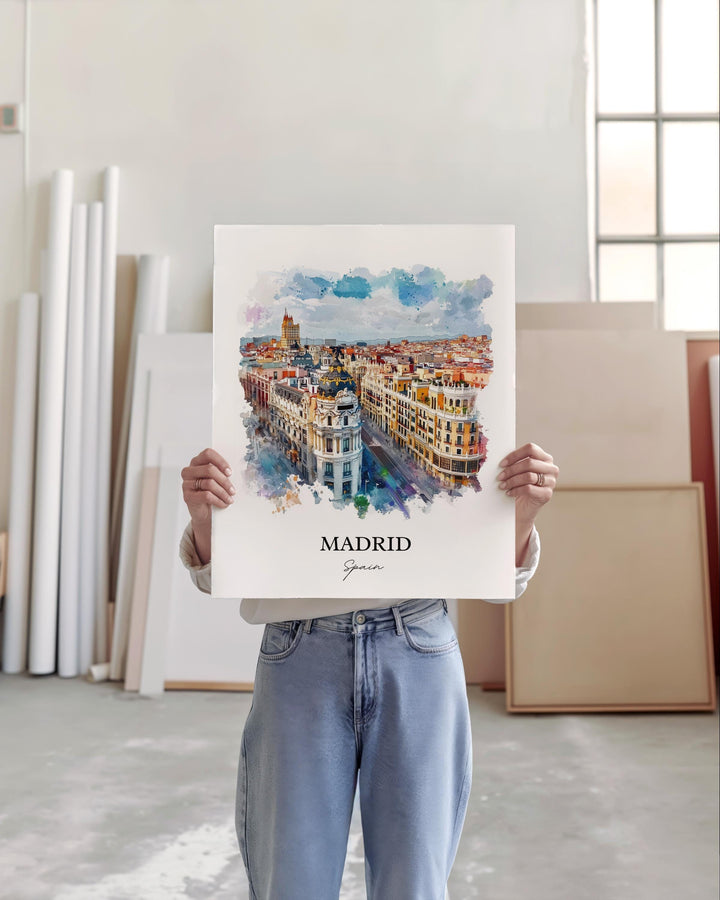 Madrid Wall Art, Madrid Spain Print, Spain Watercolor Art, Madrid Spain Gift, Travel Print, Travel Poster, Housewarming Gift