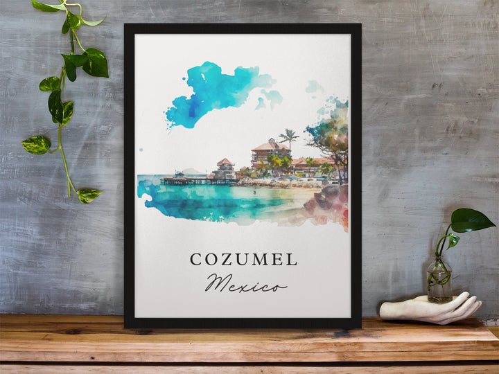 Cozumel MX wall art - Mexico, Cozumel poster, Cozumel Wedding gift, Cozumel Island Birthday present, Custom Text, Personalised Gift