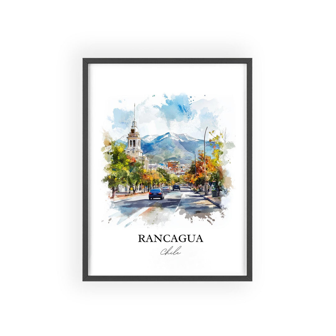 Rancagua Chile Wall Art, Santiago Print, Chile Watercolor Art, Rancagua Chile Gift, Travel Print, Travel Poster, Housewarming Gift