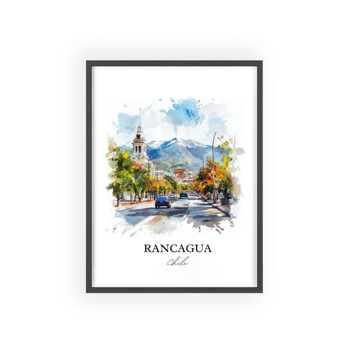 Rancagua Chile Wall Art, Santiago Print, Chile Watercolor Art, Rancagua Chile Gift, Travel Print, Travel Poster, Housewarming Gift