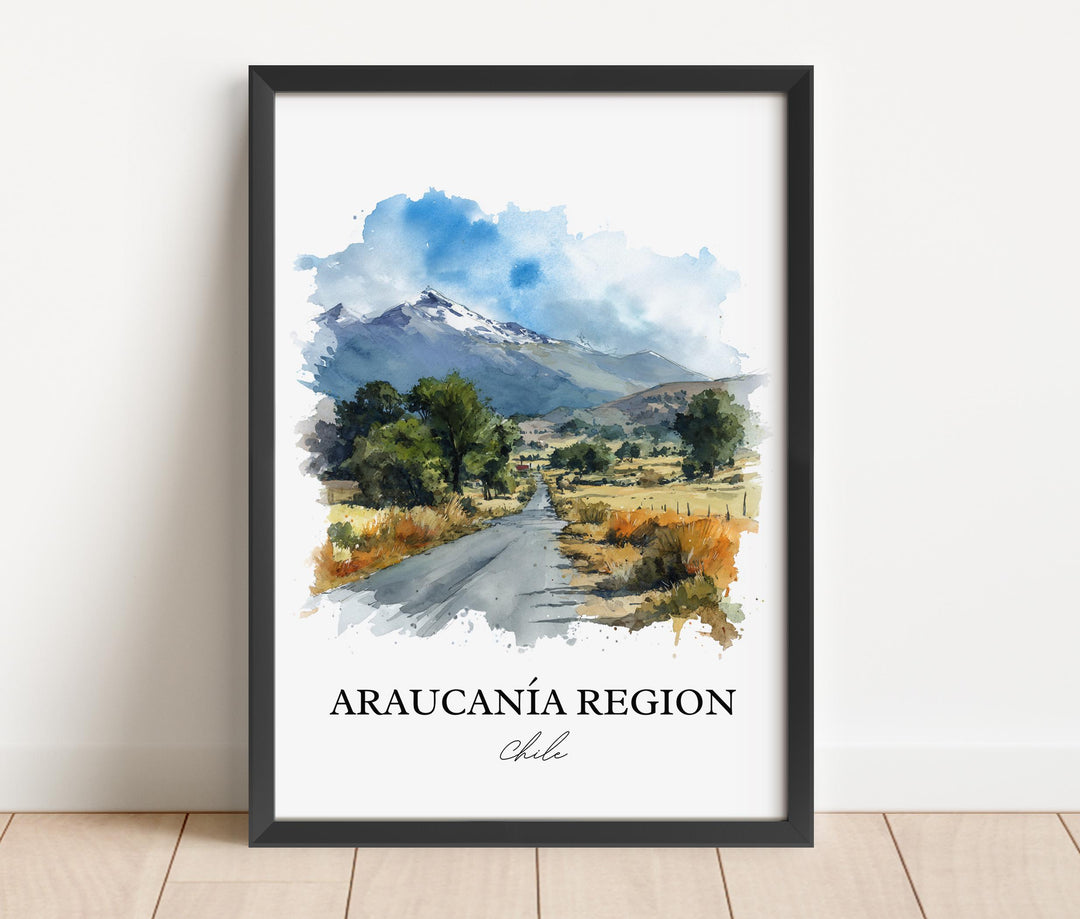 Araucania Region Wall Art, Araucania Chile Print, Chile Watercolor Art, Chile Gift, Chile Travel Print, Travel Poster, Housewarming Gift