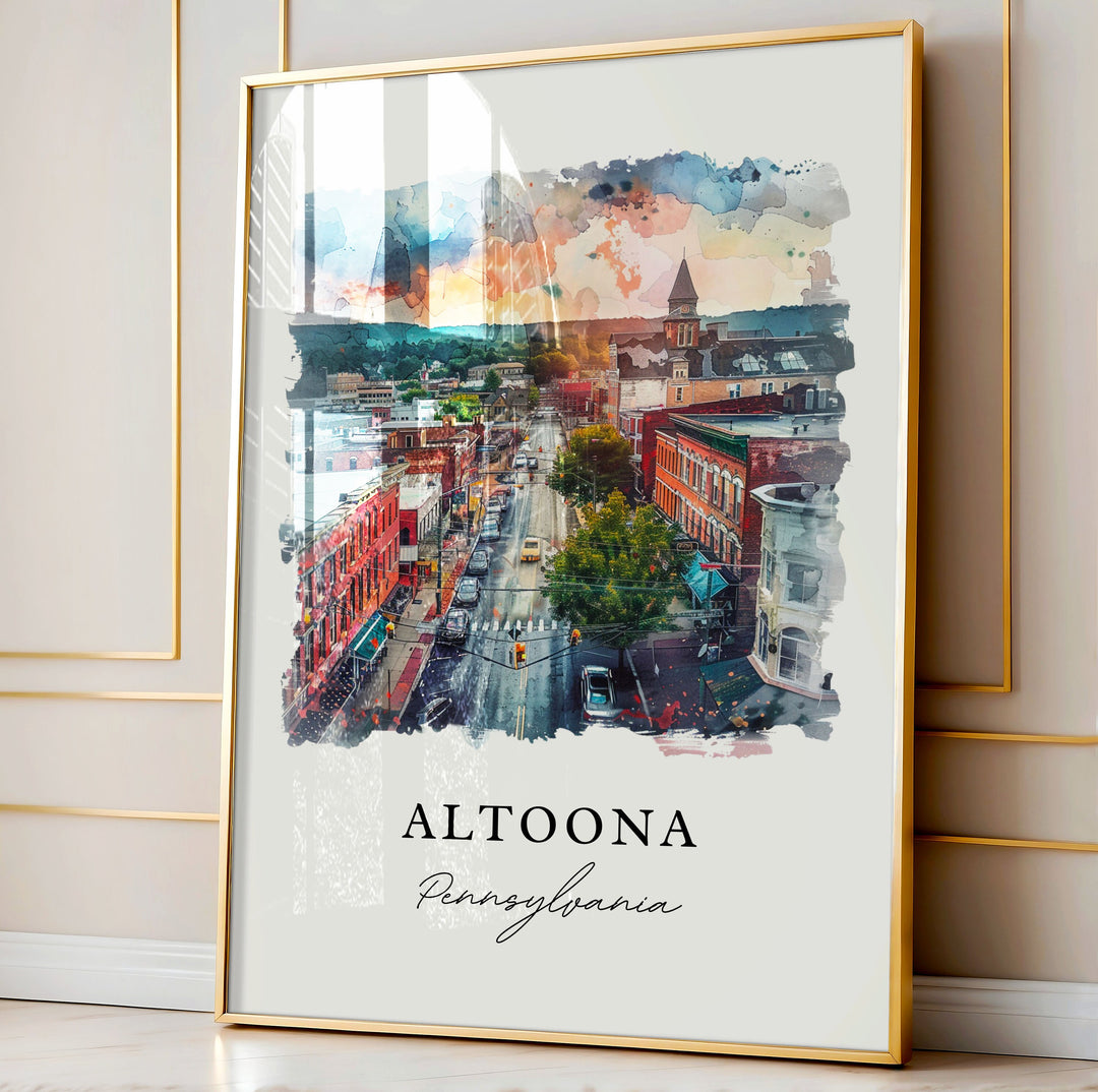 Altoona PA Wall Art, Altoona PA Print, Altoona Watercolor, Altoona Pennsylvania Art Gift, Travel Poster, Housewarming Gift