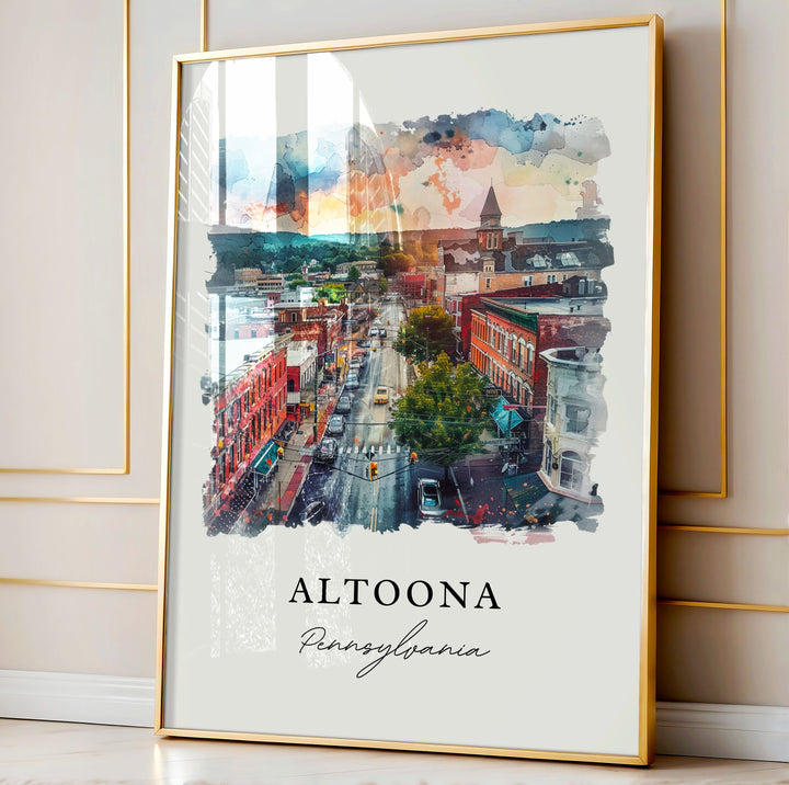 Altoona PA Wall Art, Altoona PA Print, Altoona Watercolor, Altoona Pennsylvania Art Gift, Travel Poster, Housewarming Gift