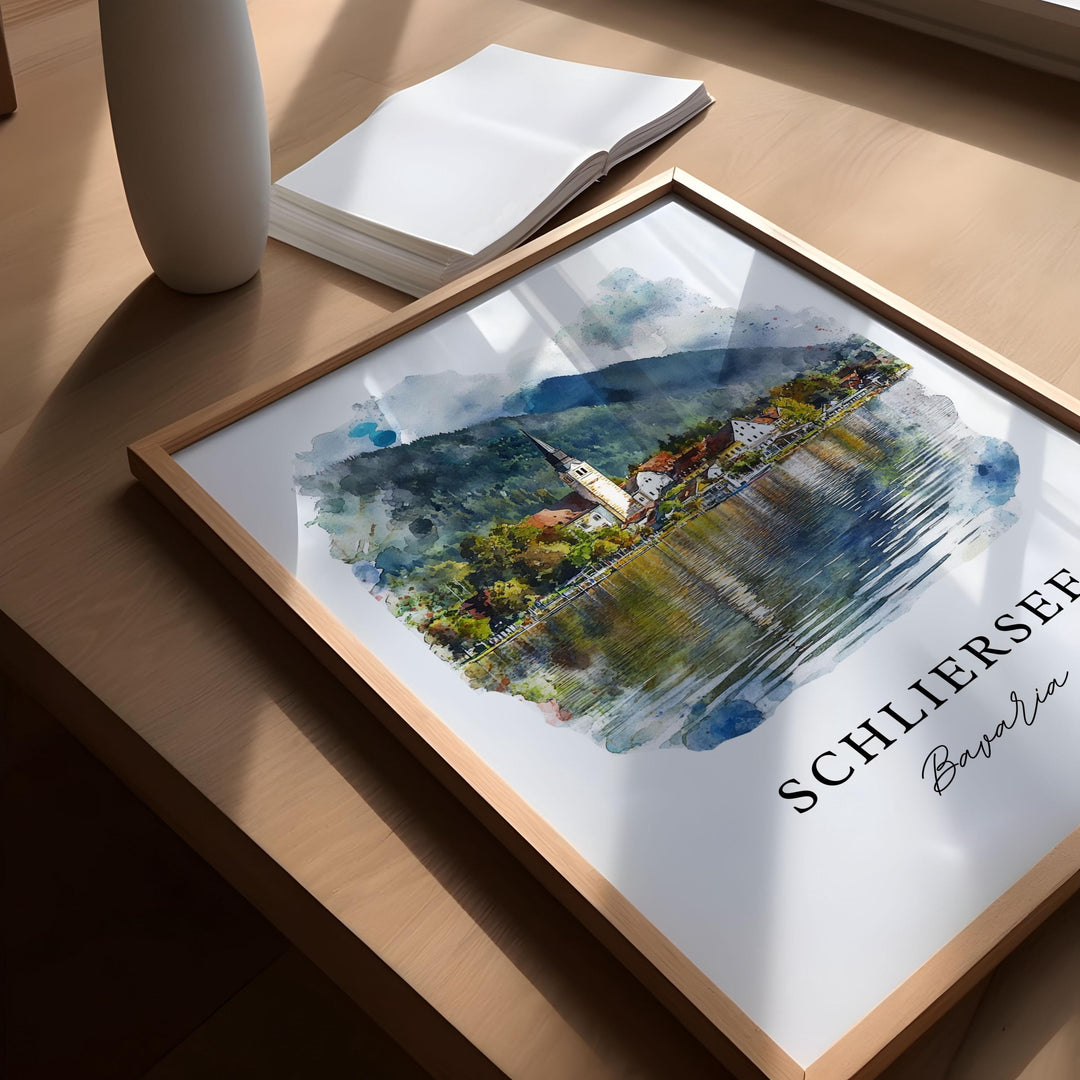 Schliersee Wall Art, Bavaria Region Print, Schliersee Watercolor Art, Bavaria Germany Gift,