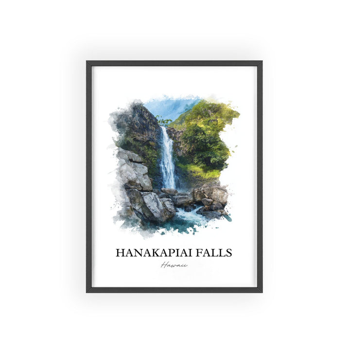 Hanakapiai Falls Wall Art, Na Pali Coast Print, Kauai Watercolor Art, Hanakapiai Falls Gift, Travel Print, Travel Poster, Housewarming Gift