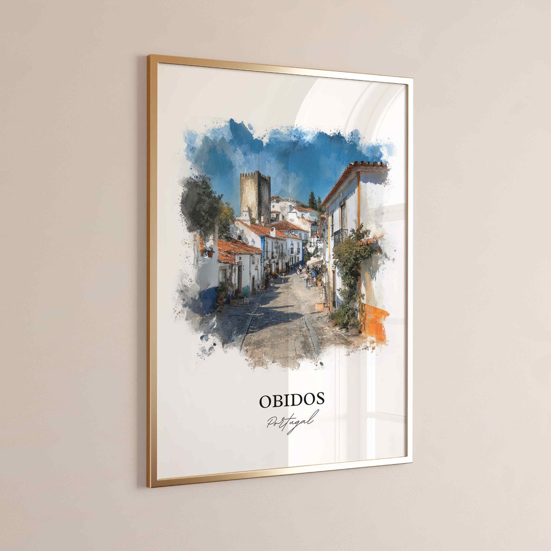 Obidos, Portugal – Watercolor Art Print