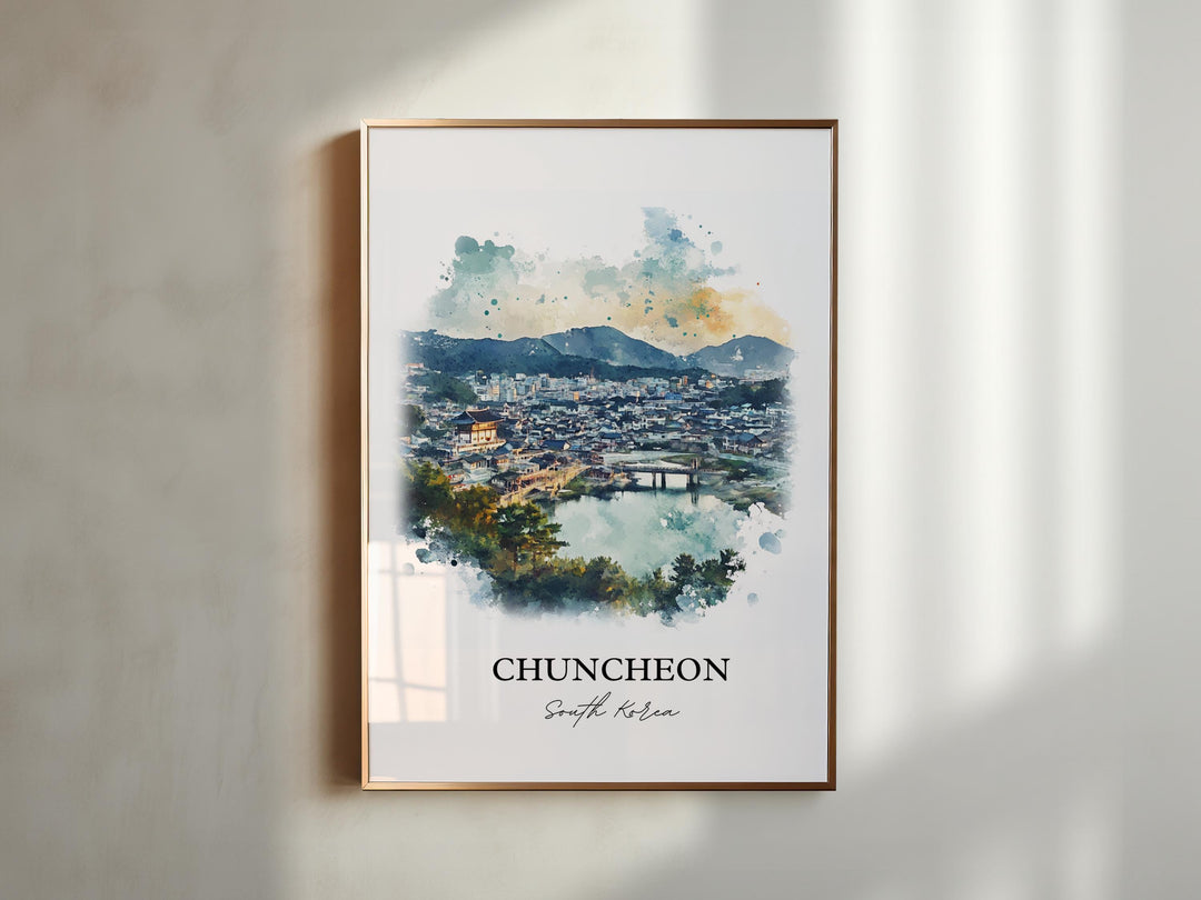Chuncheon Wall Art, Gangwon Province Print, South Korea Watercolor Art, Chuncheon Gift, Travel Print, Travel Poster, Housewarming Gift