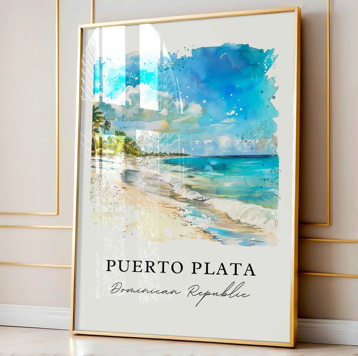 Puerto Plata Wall Art, Puerto Plata DR Print, Puerto Plata Watercolor, Puerto Plata Gift,