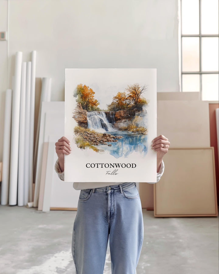 Cottonwood Falls Wall Art, Chase County Print, Kansas Watercolor Art, Cottonwood Falls Gift, Travel Print, Travel Poster, Housewarming Gift