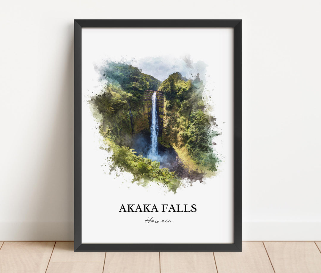 Akaka Falls Wall Art, Big Island Print, Akaka Falls Watercolor Art, Akaka Falls Gift, Travel Print, Travel Poster, Housewarming Gift