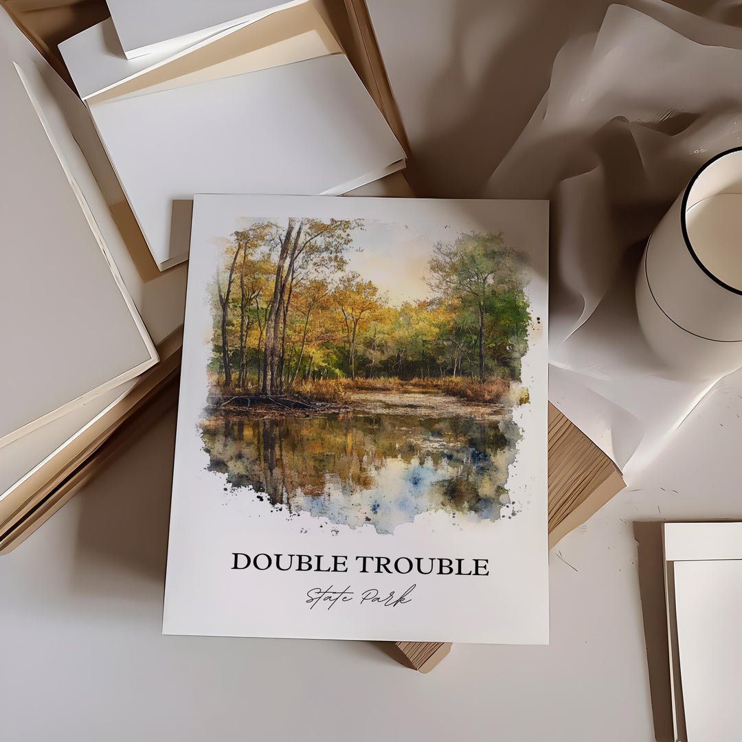 Double Trouble State Park Art, Ocean County Print, NJ Watercolor Art, Double Trouble Park, Travel Print, Travel Poster, Housewarming Gift