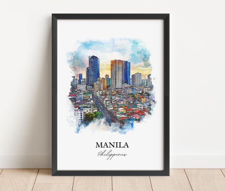 Manila Wall Art, Manila Print, Philippines Watercolor Art, Manila Philippines Gift, Travel Print, Travel Poster, Housewarming Gift