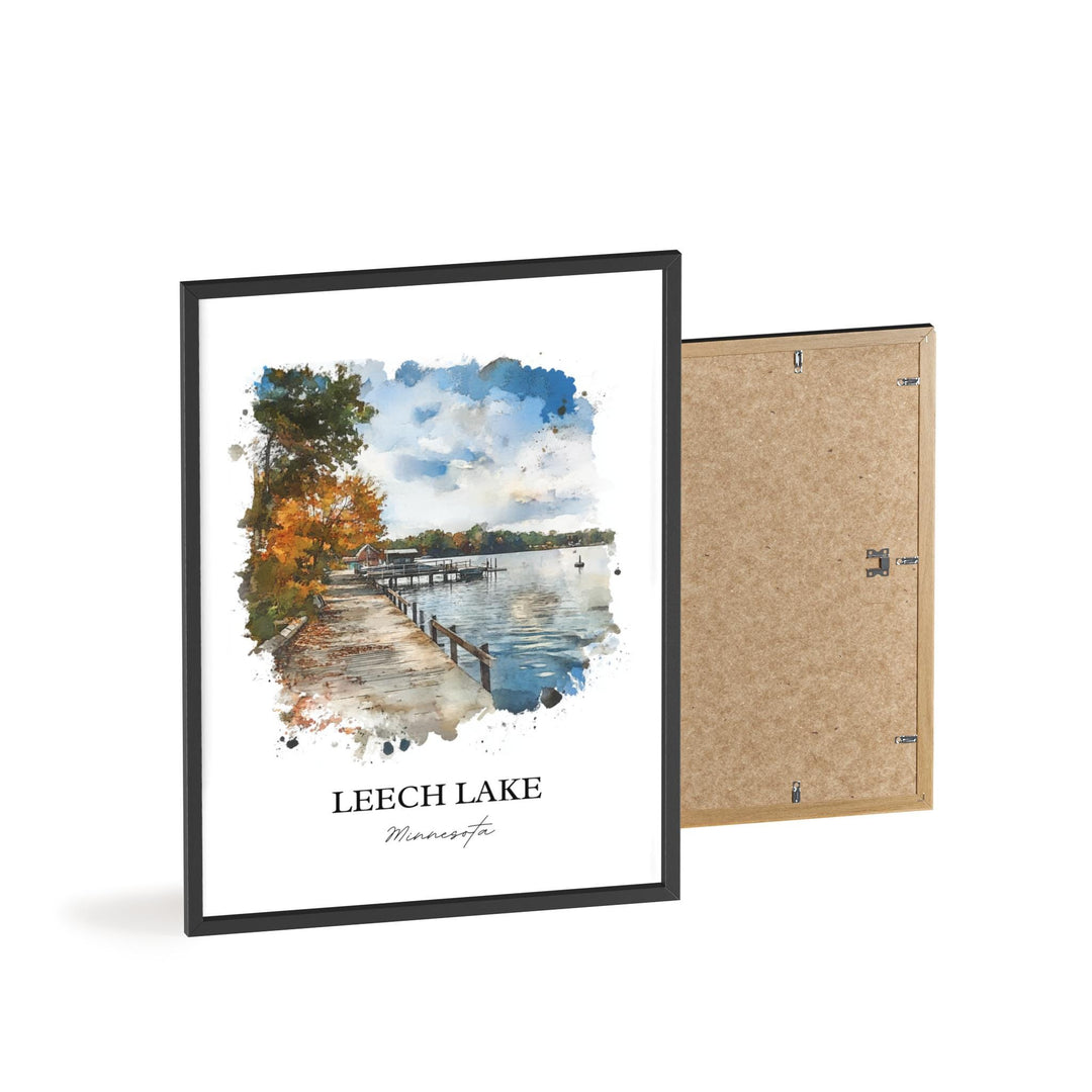 Leech Lake Wall Art, Cass County Print, Minnesota Watercolor Art, Leech Lake MN Gift, Travel Print, Travel Poster, Housewarming Gift