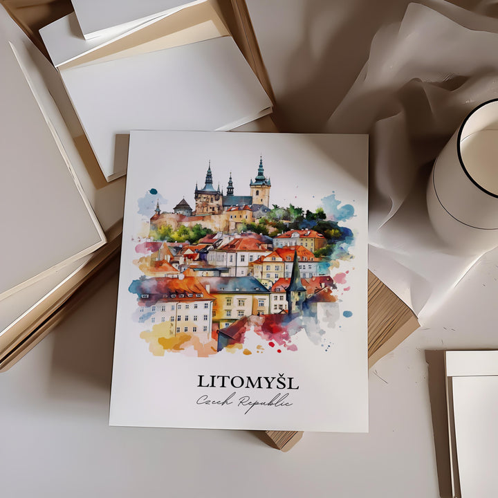 Litomysl Wall Art, Svitavy District Print, Czech Republic Watercolor Art, Litomysl Gift, Travel Print, Travel Poster, Housewarming Gift