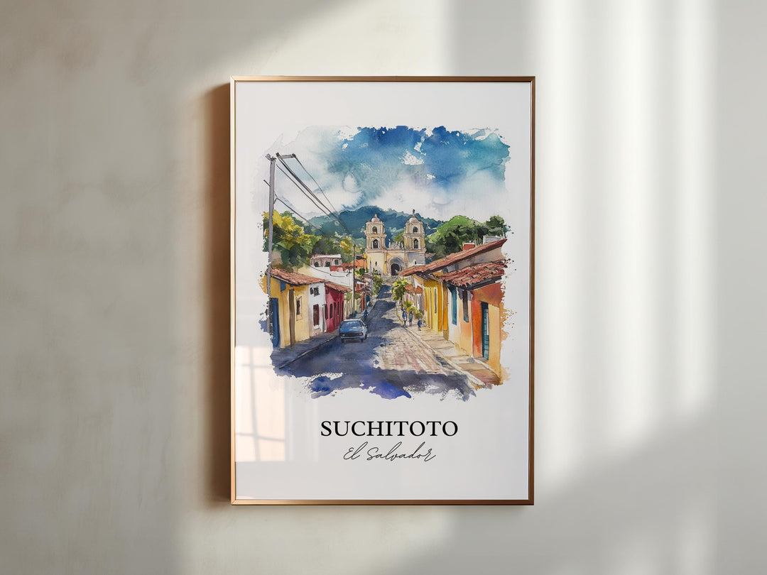 Suchitoto Wall Art, Cuscatlán Print, El Salvador Watercolor Art, Suchitoto Gift, Travel Print, Travel Poster, Housewarming Gift
