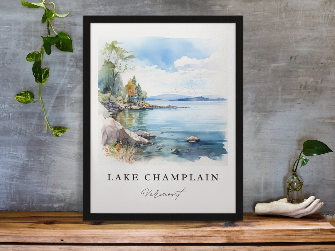 Lake Champlain VT wall art - Vermont, Lake Champlain poster, Burlington VT Wedding gift, Birthday present, Custom Text, Personalised Gift