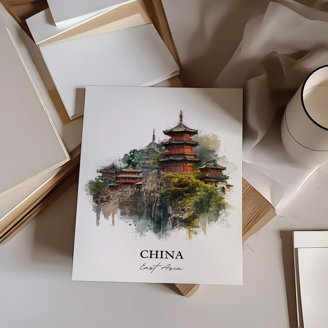 China Wall Art, China Print, China Watercolor Art, China Country Gift, Travel Print, Travel Poster, Housewarming Gift