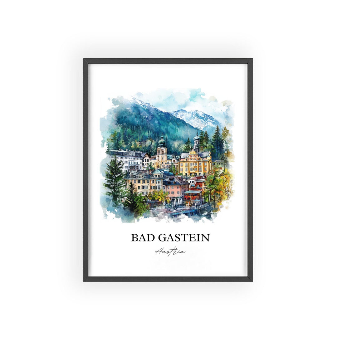 Bad Gastein Wall Art, Salzburg Print, Austria Watercolor Art, Bad Gastein Gift, Travel Print, Travel Poster, Housewarming Gift