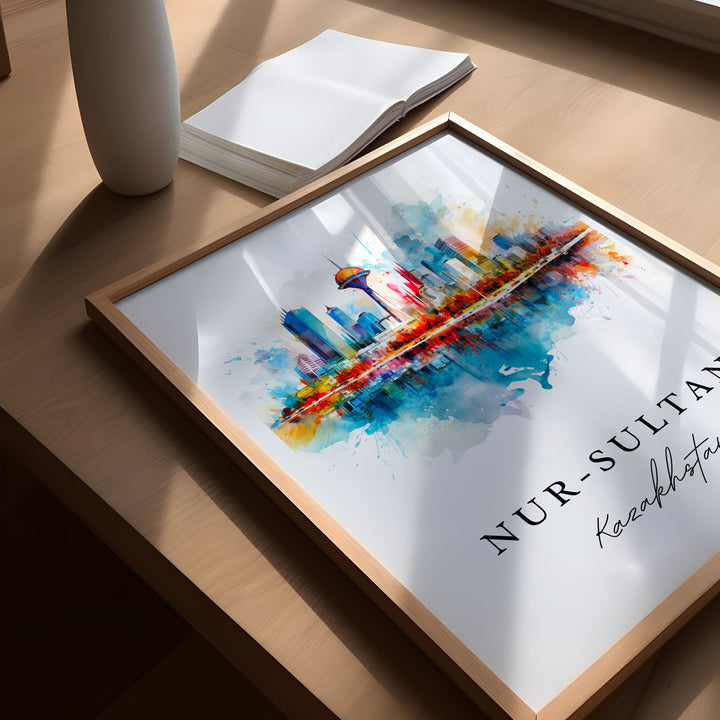 Astana (Nur-Saltan) wall art - Kazakhstan, Astana print, Astana Wedding gift, Birthday present, Custom Text, Perfect Gift