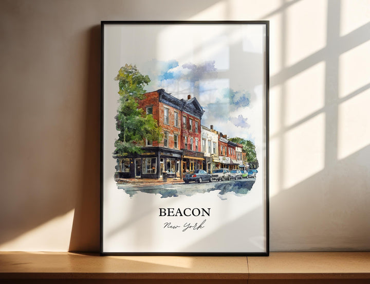Beacon NY Wall Art, Dutchess County Print, Hudson River Watercolor Art, Beacon New York Gift, Travel Print, Travel Poster, Housewarming Gift