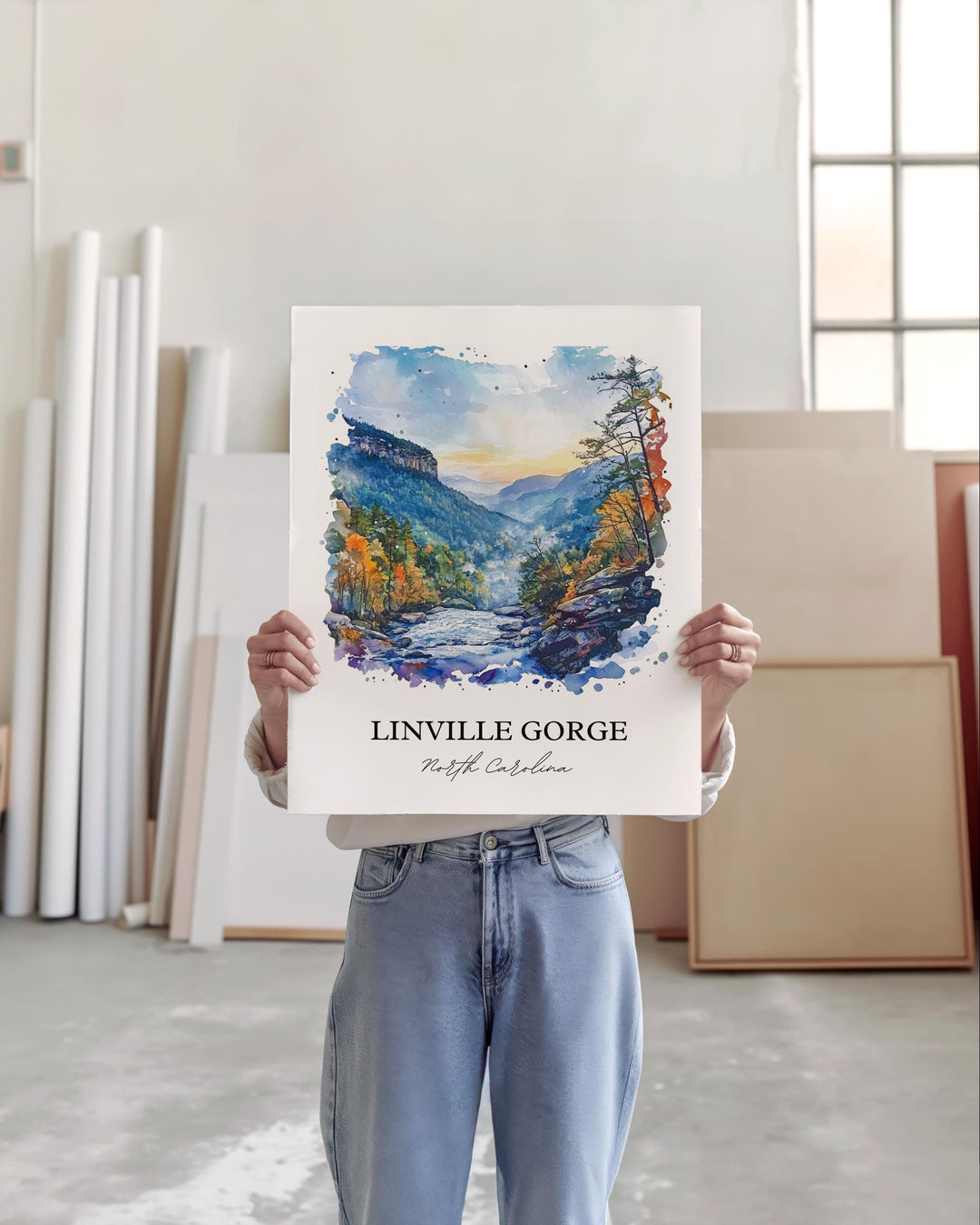 Linville Gorge, North Carolina, USA – Watercolor Art Print