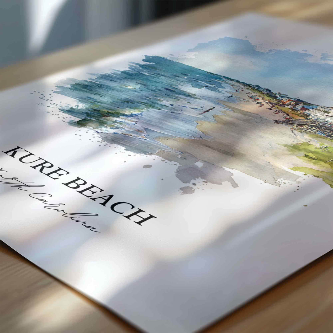 Kure Beach, North Carolina – Watercolor Art Print