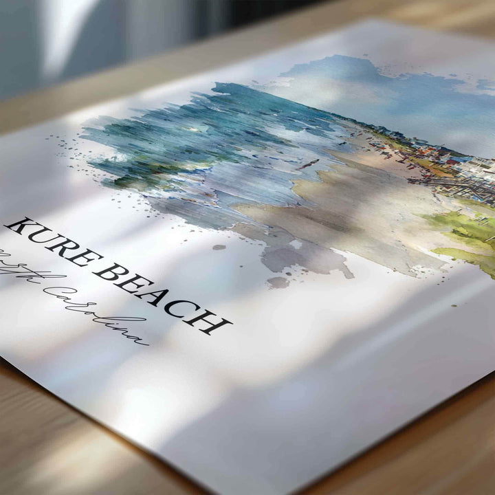 Kure Beach, North Carolina – Watercolor Art Print