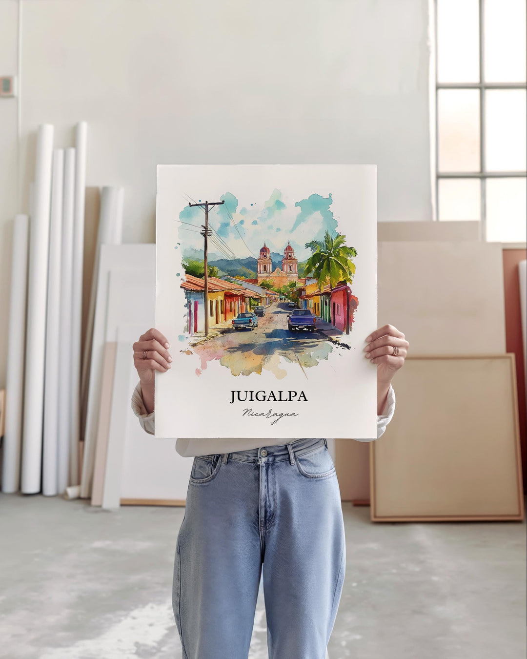 Juigalpa Wall Art, Nicaragua Print, Nicaragua Watercolor Art, Juigalpa Gift, Travel Print, Travel Poster, Housewarming Gift