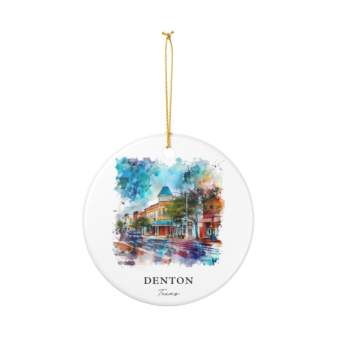 Denton Texas Ornament: Unique Denton TX Souvenir, Denton Texas Xmas Decor, and Authentic Texas Gift