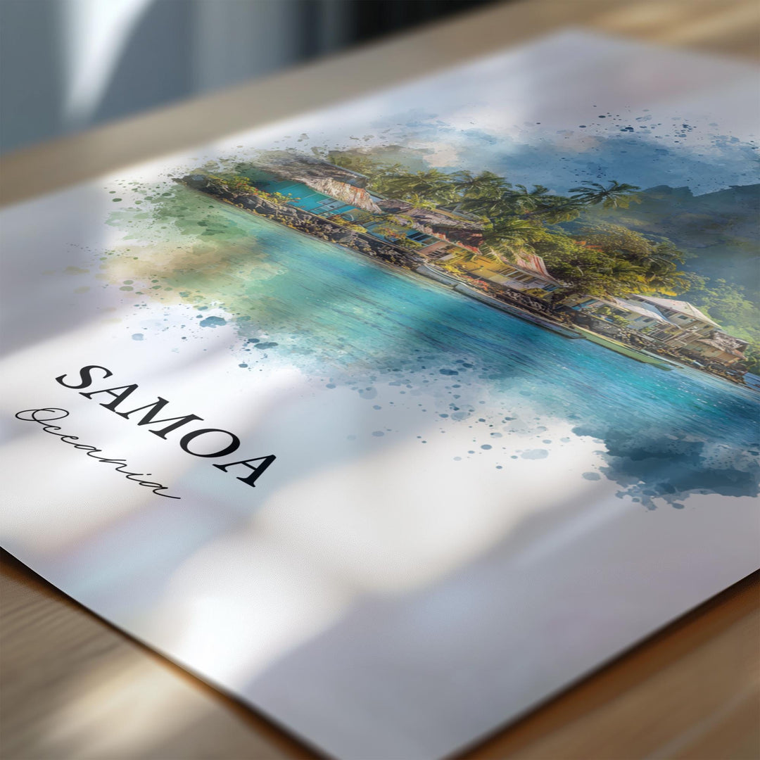 Samoa Wall Art, Samoa Print, Samoa Watercolor Art, American Samoa Gift, Travel Print, Travel Poster, Housewarming Gift