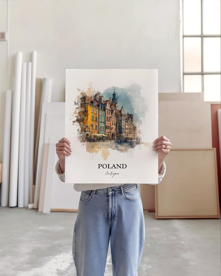 Poland Wall Art, Poland Print, Poland Watercolor Art, Poland Country Gift, Travel Print, Travel Poster, Housewarming Gift