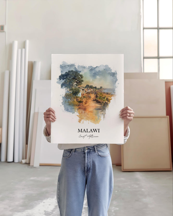 Malawi Wall Art, Malawi Print, Malawi Watercolor Art, East Africa Gift, Travel Print, Travel Poster, Housewarming Gift