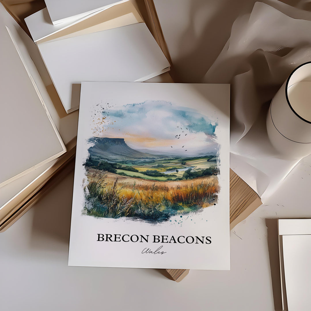 Brecon Beacons Wall Art, South Wales Print, Wales Watercolor Art, Brecon Beacons Gift, Travel Print, Travel Poster, Housewarming Gift