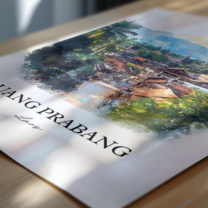 Luang Prabang Wall Art, Luang Prabang Print, Laos Watercolor Art, Luang Prabang Gift, Travel Print, Travel Poster, Housewarming Gift