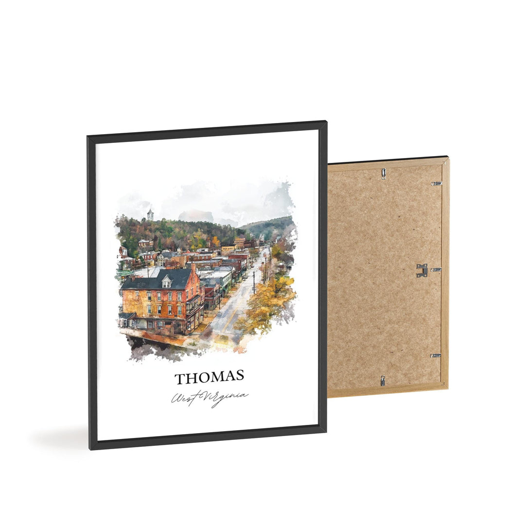 Thomas WV Wall Art, Tucker County WV Print, West Virginia Watercolor Art, Thomas WV Gift, Travel Print, Travel Poster, Housewarming Gift