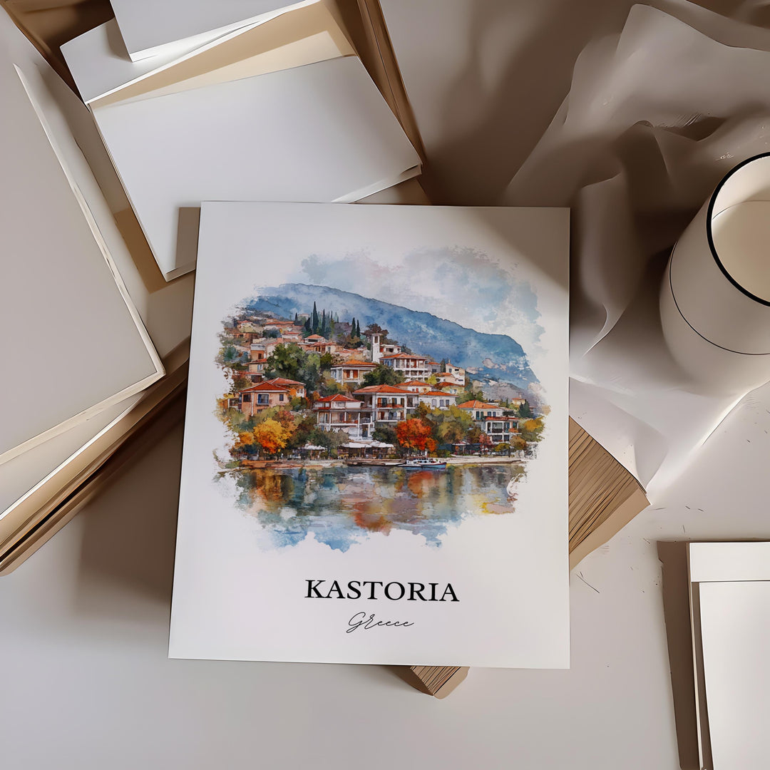 Kastoria, Greece – Watercolor Art Print
