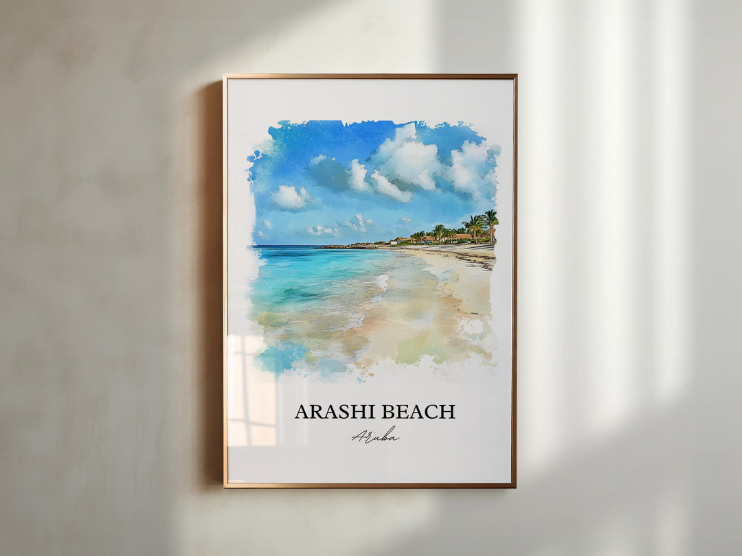 Arashi Beach Wall Art, Noord Aruba Print, Aruba Watercolor Art, Arashi Beach Gift, Travel Print, Travel Poster, Housewarming Gift