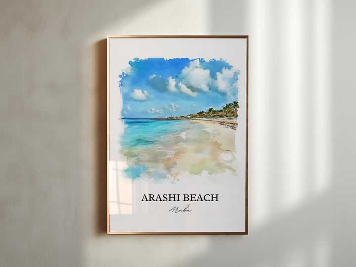 Arashi Beach Wall Art, Noord Aruba Print, Aruba Watercolor Art, Arashi Beach Gift, Travel Print, Travel Poster, Housewarming Gift
