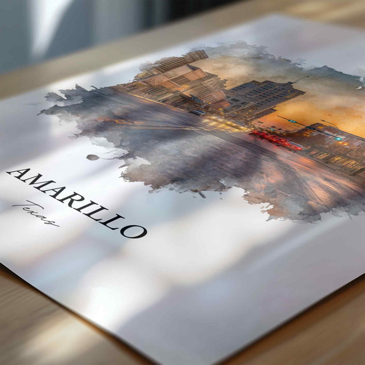 Amarillo, Texas – Watercolor Art Print
