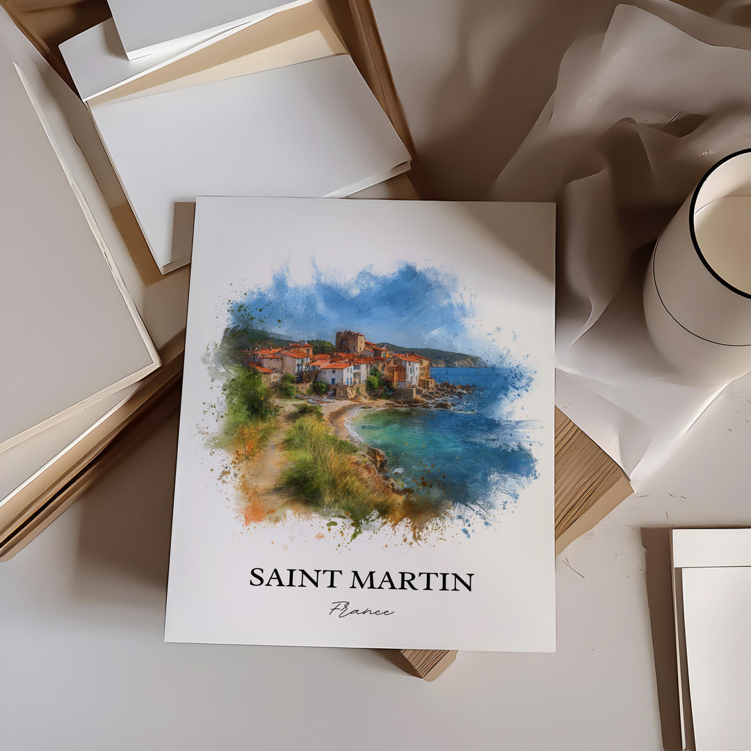 Saint Martin Wall Art, St. Martin Print, Caribbean Watercolor Art, Caribbean Gift, St. Maarten Print, Travel Poster, Housewarming Gift
