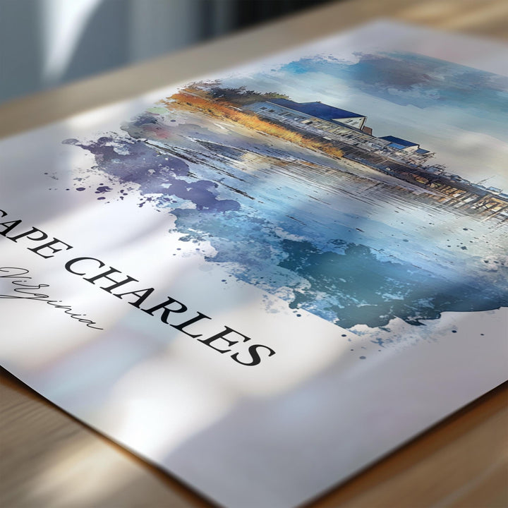 Cape Charles VA Wall Art, Northampton County Print, Virginia Watercolor, Cape Charles Gift, Travel Print, Travel Poster, Housewarming Gift