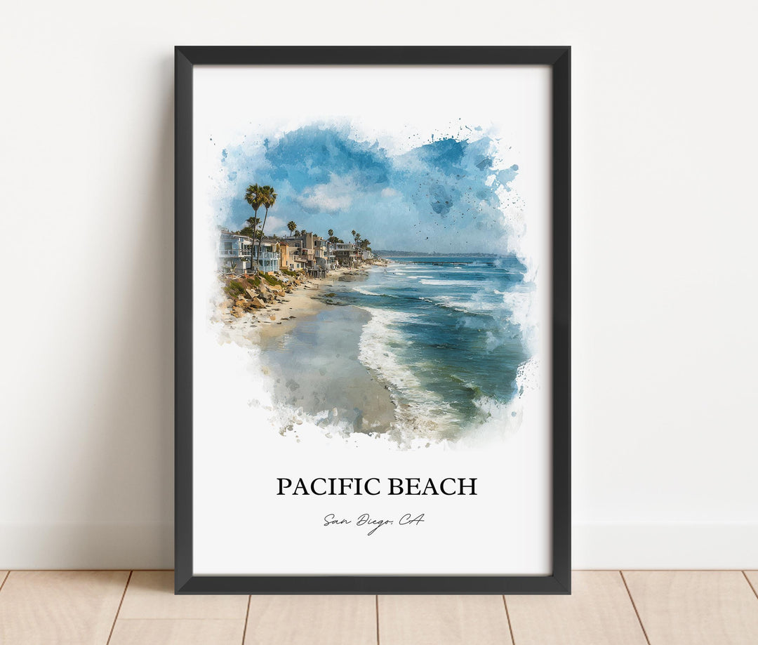 Pacific Beach, California – Watercolor Art Print