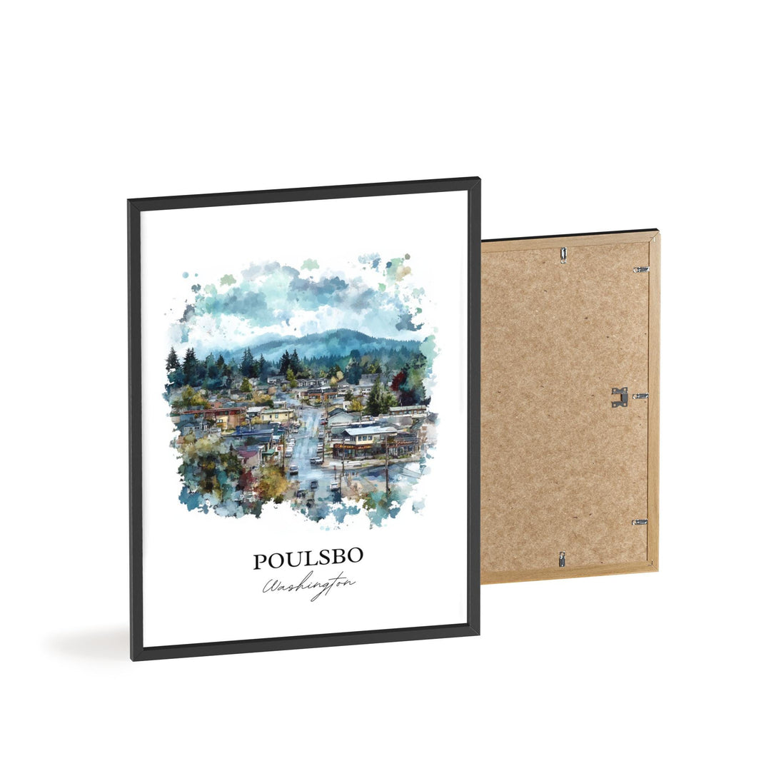 Poulsbo WA Wall Art, Poulsbo Print, Kitsap County WA Watercolor Art, Poulsbo Washington Gift, Travel Print, Travel Poster, Housewarming Gift