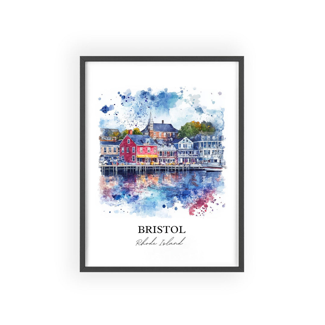 Bristol RI Wall Art, Bristol RI Print, Rhode Island Watercolor Art, Bristol RI Gift, Travel Print, Travel Poster, Housewarming Gift