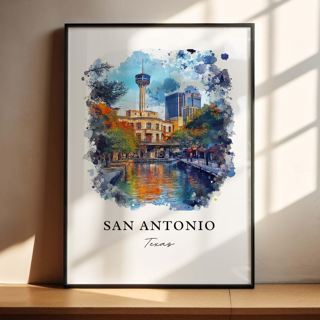 San Antonio Wall Art, San Antonio TX Print, San Antonio Watercolor Art, San Antonio Gift, Travel Print, Travel Poster, Housewarming Gift