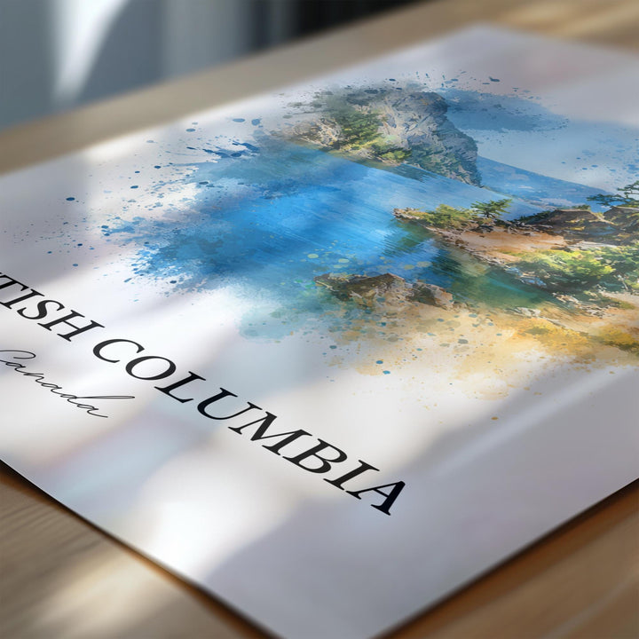 British Columbia Wall Art, British Columbia Print, BC Watercolor Art, Vancouver Gift, BC Canada Print, Travel Poster, Housewarming Gift