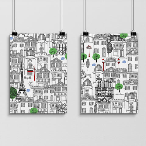 Paris France wall art Travel posters | Set of 2 wall art, Black and White Version