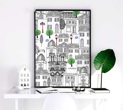 Paris France wall art Travel posters | Set of 2 wall art, Black and White Version